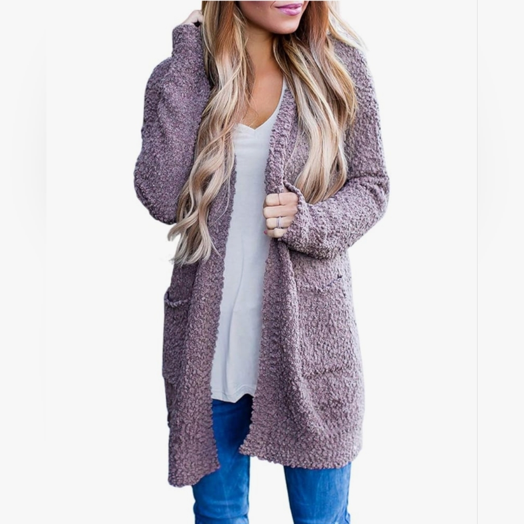 Merokeety Soft Chunky Knit Sweater Open Front Cardigan Women's Size Medium